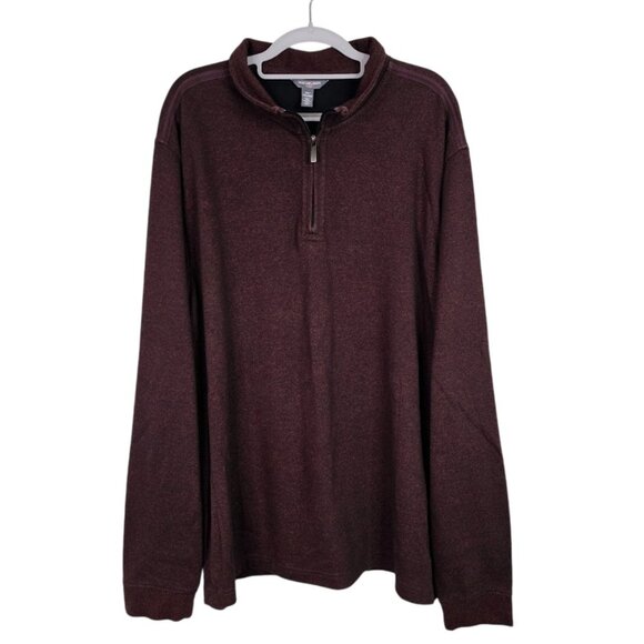 Men's VAN HEUSEN Flex Quarter Zip Shirt MAROON RED size XXL Sweatshirt Outdoors - Picture 1 of 7
